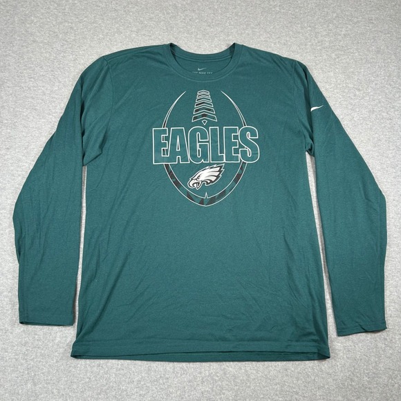 Nike Philadelphia Eagles Shirt Men's L Green Dri-FIT Long‎ Sleeve Football NFL - Picture 1 of 9